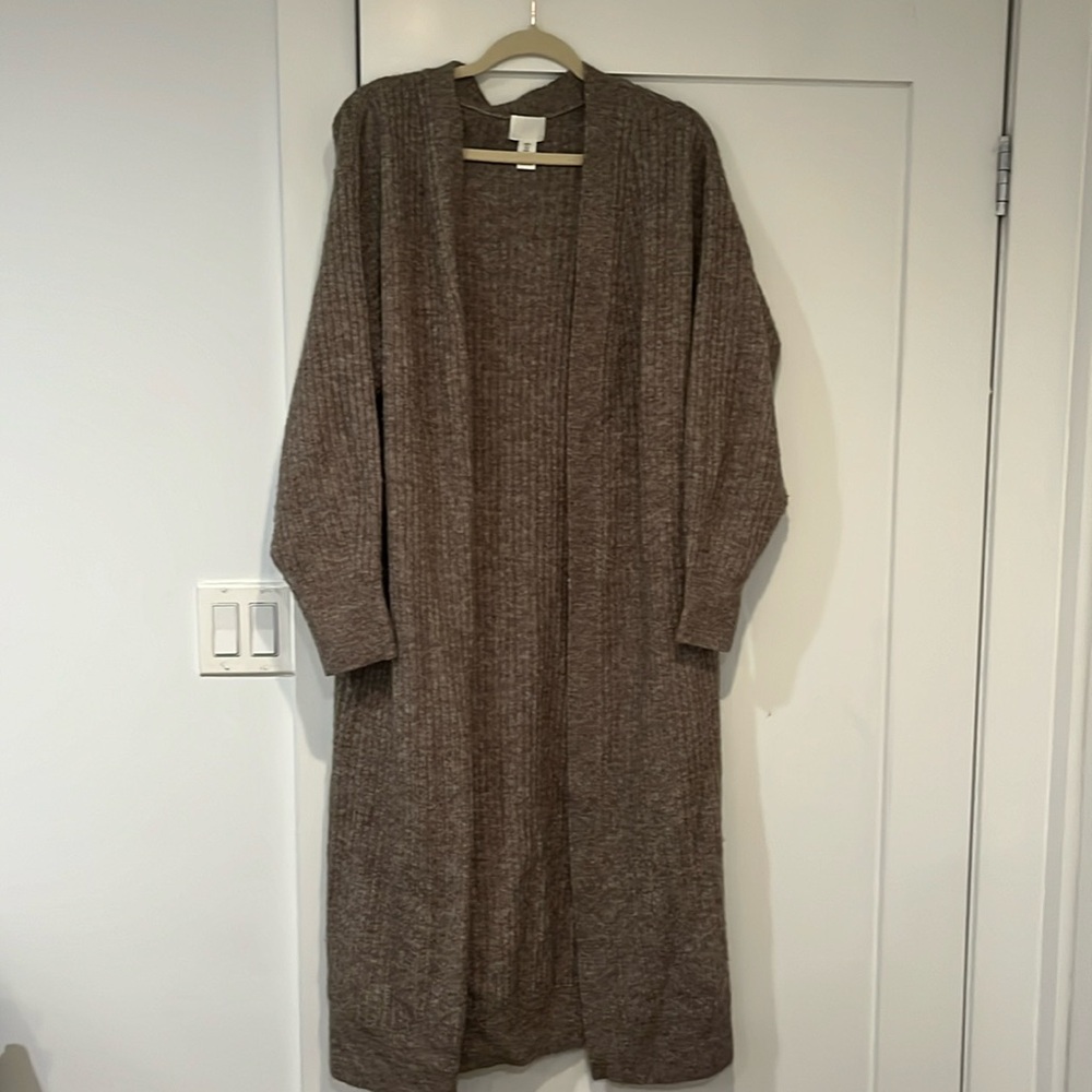Long oatmeal cardigan